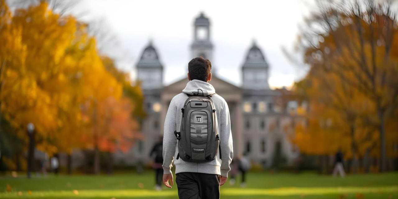 Student walking on university campus